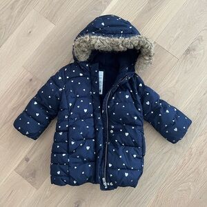 Baby Gap Toddler Girl Hearts Jacket with Fur